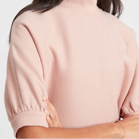 Banana Republic Puff-Sleeve Mock Neck Fleece Sweatshirt | Size Medium - Picture 3 of 13